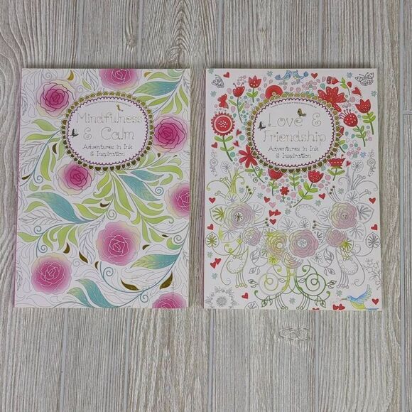 Mindfulness & Calm, Love & Friendship Adult Coloring Books Ink Inspiration - Picture 1 of 8